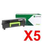 5 x Genuine Lexmark MS421 MS521 MS622 MX421 MX522 MX622 56F6X0E Toner Cartridge Extra High Yield Return Program