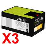 3 x Genuine Lexmark CS310 CS410 CS510 708HK Black Black Toner Cartridge High Yield Return Program