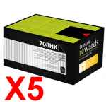 5 x Genuine Lexmark CS310 CS410 CS510 708HK Black Toner Cartridge High Yield Return Program