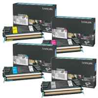 4 Pack Genuine Lexmark C522 C524 C532 C534 Toner Cartridge Set Standard Yield Return Program