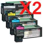 2 Lots of 4 Pack Genuine Lexmark C540 C543 C544 C546 X543 X544 X546 X548 Toner Cartridge Set High Yield Return Program