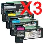 3 Lots of 4 Pack Genuine Lexmark C540 C543 C544 C546 X543 X544 X546 X548 Toner Cartridge Set High Yield Return Program