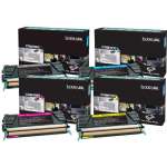 4 Pack Genuine Lexmark C748 Toner Cartridge Set High Yield Return Program