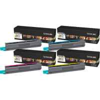 4 Pack Genuine Lexmark C925 Toner Cartridge Set High Yield 