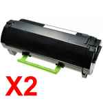 2 x Compatible Lexmark MS421 MS521 MS622 MX421 MX522 MX622 Toner Cartridge Extra High Yield 56F6X0E