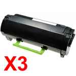 3 x Compatible Lexmark MS421 MS521 MS622 MX421 MX522 MX622 Toner Cartridge Extra High Yield 56F6X0E