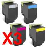 3 Lots of 4 Pack Compatible Lexmark CS310 CS410 CS510 708HK/C/M/Y Toner Cartridge Set High Yield 70C8HK0 70C8HC0 70C8HM0 70C8HY0