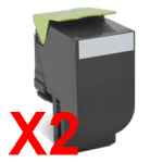 2 x Compatible Lexmark CS310 CS410 CS510 708HK Black Toner Cartridge High Yield 70C8HK0