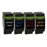 4 Pack Compatible Lexmark CS531 CX532 CS632 CX635 Toner Cartridge Set 75M10C0 75M10K0 75M10M0 75M10Y0