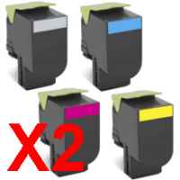 2 Lots of 4 Pack Compatible Lexmark CX410 CX510 808HK/C/M/Y Toner Cartridge Set High Yield 80C8HK0 80C8HC0 80C8HM0 80C8HY0