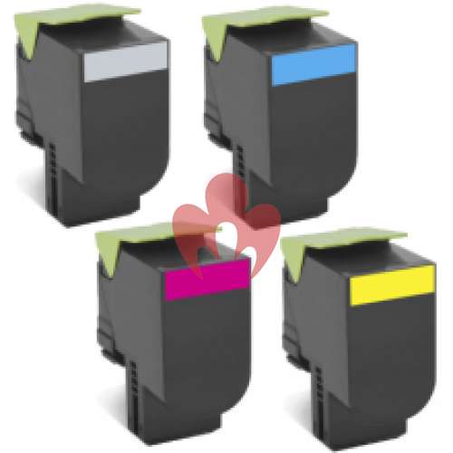 Lexmark CX310 CX410 CX510 808SK/C/M/Y Toner Cartridge x 4 Pack 80C8SK0 80C8SC0 80C8SM0 - Compatible Toner Cartridges - Hot Toner