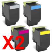 2 Lots of 4 Pack Compatible Lexmark CX310 CX410 CX510 808SK/C/M/Y Toner Cartridge Set 80C8SK0 80C8SC0 80C8SM0 80C8SY0
