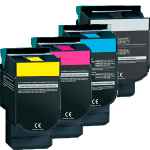 4 Pack Compatible Lexmark C540 C543 C544 C546 X544 X546 Toner Cartridge Set High Yield C540H1KG C540H1CG C540H1MG C540H1YG