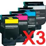 3 Lots of 4 Pack Compatible Lexmark C540 C543 C544 C546 X544 X546 Toner Cartridge Set High Yield C540H1KG C540H1CG C540H1MG C540H1YG