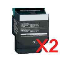 2 x Compatible Lexmark C540 C543 C544 C546 X544 X546 Black Toner Cartridge High Yield C540H1KG