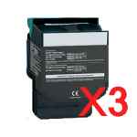 3 x Compatible Lexmark C540 C543 C544 C546 X544 X546 Black Toner Cartridge High Yield C540H1KG