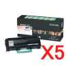 5 x Genuine Lexmark E260 E360 E460 E462 Toner Cartridge Return Program