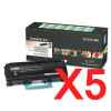 5 x Genuine Lexmark X264 X363 X364 Toner Cartridge High Yield Return Program
