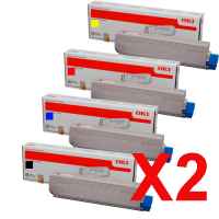 2 Lots of 4 Pack Genuine OKI C5250 C5450 C5510 C5540 Toner Cartridge Set