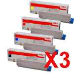 3 Lots of 4 Pack Genuine OKI C5250 C5450 C5510 C5540 Toner Cartridge Set