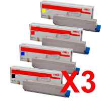 3 Lots of 4 Pack Genuine OKI C5600 C5700 Toner Cartridge Set