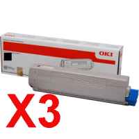 3 x Genuine OKI C3520 C3530 Black Toner Cartridge