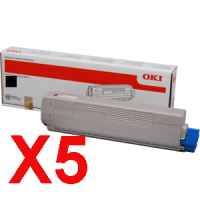 5 x Genuine OKI C310 C330 C331 MC361 MC362 Black Toner Cartridge