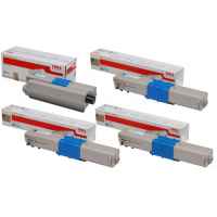 4 Pack Genuine OKI C301 C321 Toner Cartridge Set