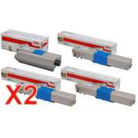 2 Lots of 4 Pack Genuine OKI C301 C321 Toner Cartridge Set