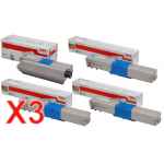 3 Lots of 4 Pack Genuine OKI C301 C321 Toner Cartridge Set