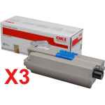 3 x Genuine OKI C301 C321 Black Toner Cartridge