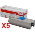 5 x Genuine OKI C301 C321 Black Toner Cartridge