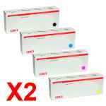 2 Lots of 4 Pack Genuine OKI C833 C833n Toner Cartridge Set