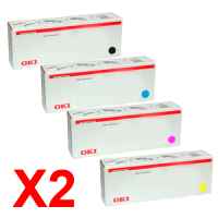 2 Lots of 4 Pack Genuine OKI C833 C833n Toner Cartridge Set