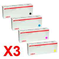 3 Lots of 4 Pack Genuine OKI C833 C833n Toner Cartridge Set