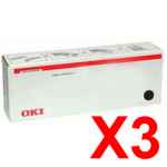 3 x Genuine OKI C833 C833n Black Toner Cartridge