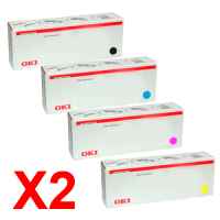 2 Lots of 4 Pack Genuine OKI C532 MC563 MC573 Toner Cartridge Set