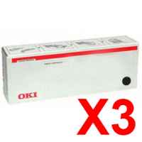 3 x Genuine OKI C532 MC563 MC573 Black Toner Cartridge