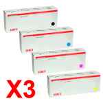 3 Lots of 4 Pack Genuine OKI C712 C712n Toner Cartridge Set