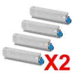 2 Lots of 4 Pack Genuine OKI C834 C834nw C834ndw Toner Cartridge Set