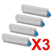 3 Lots of 4 Pack Genuine OKI C834 C834nw C834ndw Toner Cartridge Set