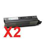 2 x Compatible OKI C5100 C5200 C5300 C5400 Black Toner Cartridge 