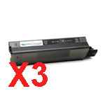 3 x Compatible OKI C5100 C5200 C5300 C5400 Black Toner Cartridge 
