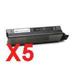 5 x Compatible OKI C5100 C5200 C5300 C5400 Black Toner Cartridge 