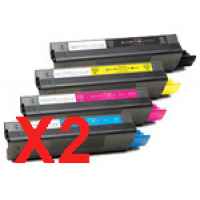 2 Lots of 4 Pack Compatible OKI C3100 Toner Cartridge Set