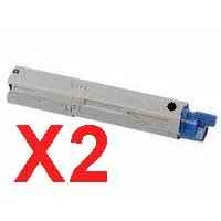 2 x Compatible OKI C5600 C5700 Black Toner Cartridge 