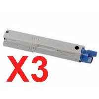 3 x Compatible OKI C5600 C5700 Black Toner Cartridge 