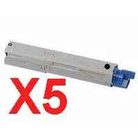 5 x Compatible OKI C5600 C5700 Black Toner Cartridge 