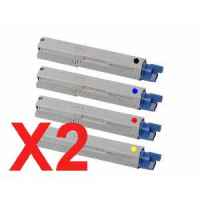 2 Lots of 4 Pack Compatible OKI C3520 C3530 Toner Cartridge Set 