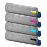 4 Pack Compatible OKI MC853 MC853dn Toner Cartridge Set